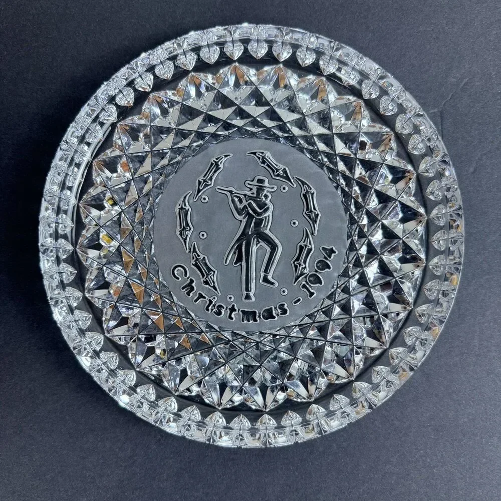 Waterford 11 Pipers 1994 Twelve Days of Christmas Dish Tray Cut Crystal Holiday
